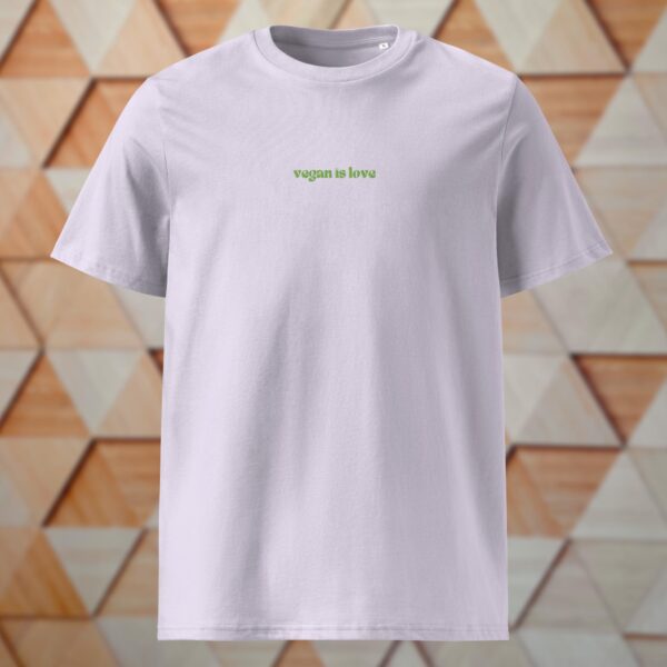 VEGAN IS LOVE Shirt, grün - gestickt – Bild 12