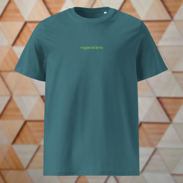VEGAN IS LOVE Shirt, grün - gestickt – Bild 14